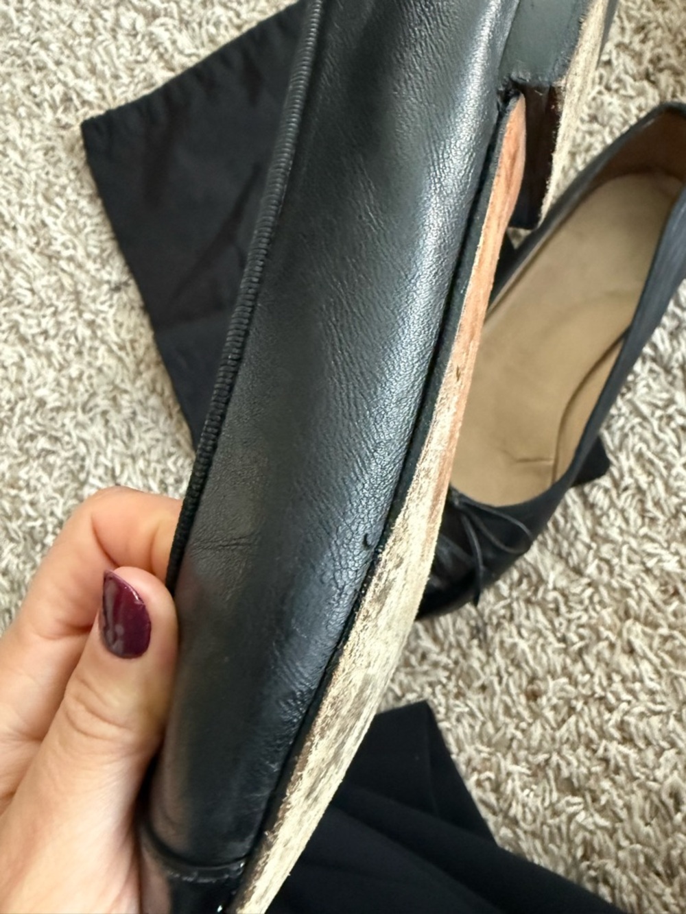 CHANEL Black Leather Ballet Flats with Bow and CC Cap Toe - Picture 3 of 13